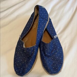 TOMS Blue Polka Dot Slip-On Shoes